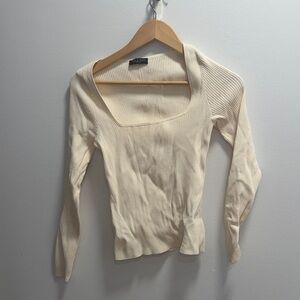 Rag & Bone Off-White Ribbed Knit Top